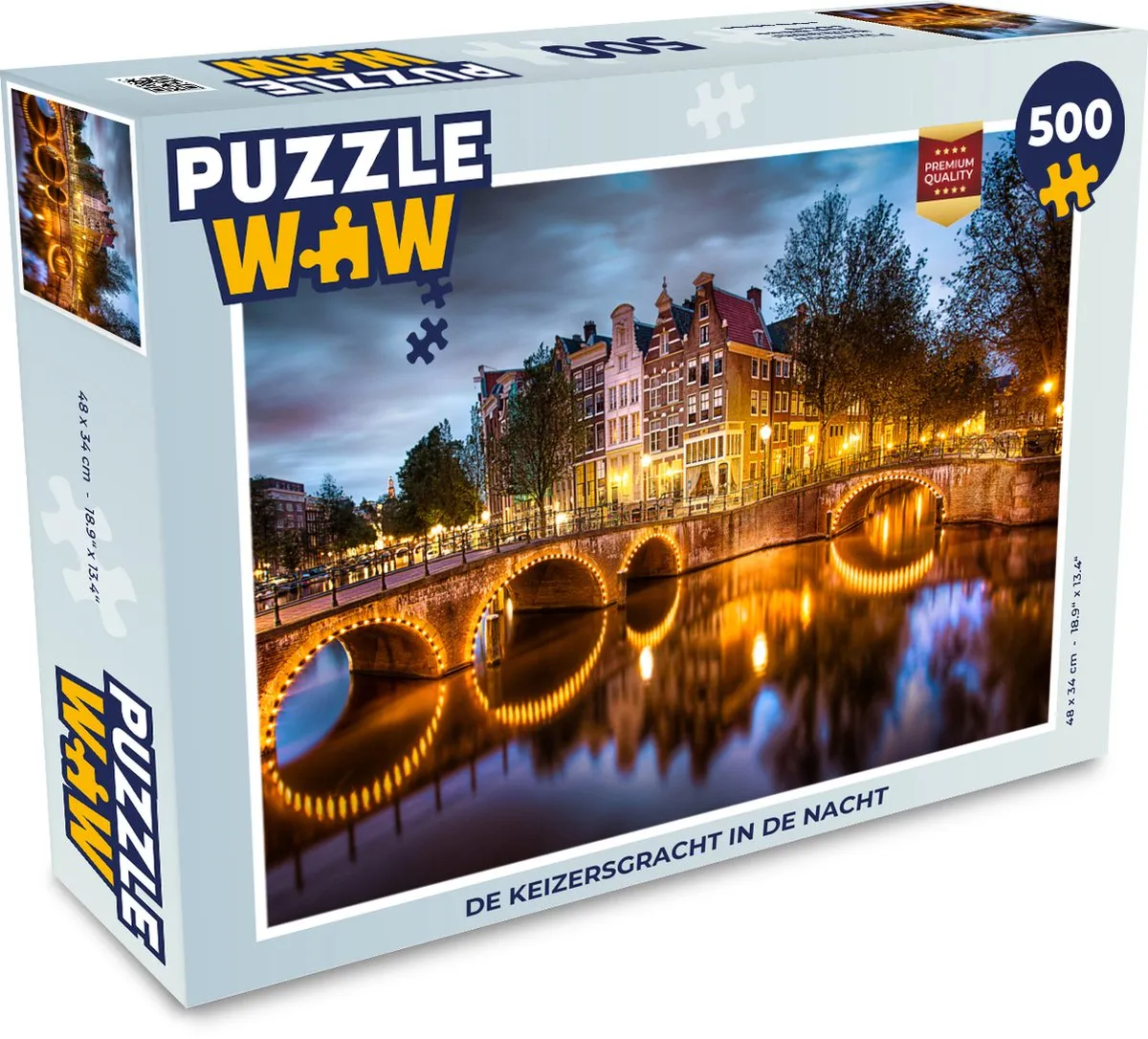 PuzzleWow De Keizersgracht in de nacht Legpuzzel 500 Stuks - Multicolor