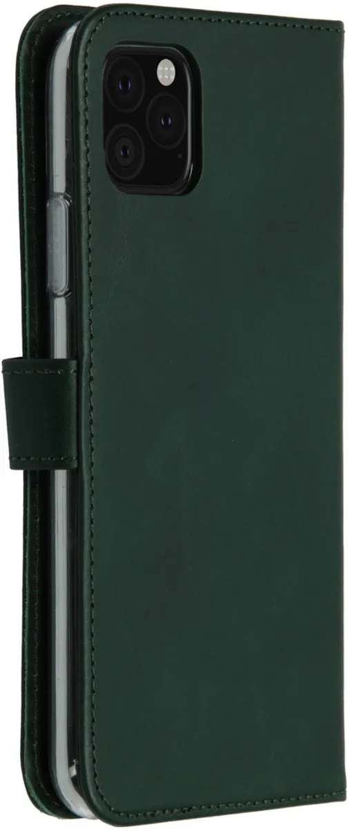 Selencia Hoesje iPhone 11 Pro Max - Groen Leder - 3 Pasjes