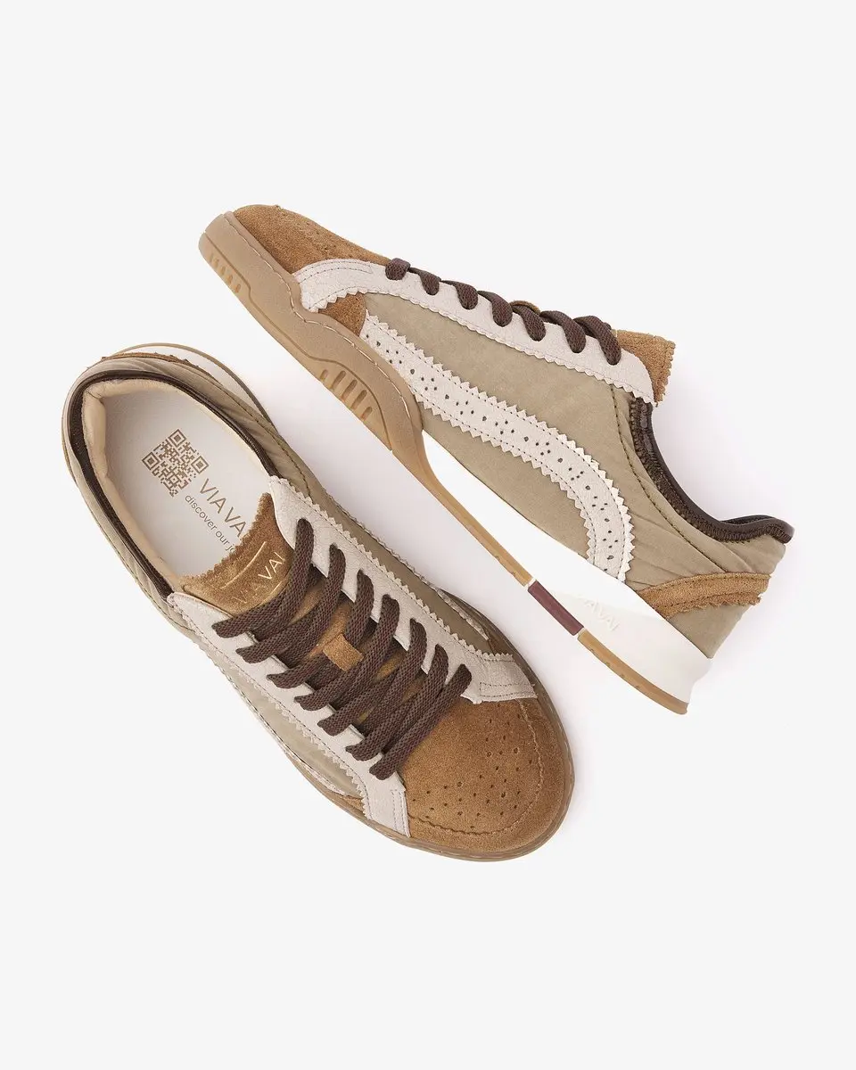 VIA VAI Kris Jaden Sneakers Dames - Leer/Suède 39 - Beige