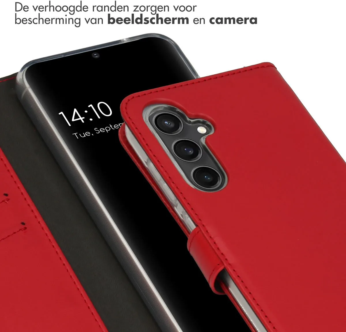 Selencia Hoesje Samsung Galaxy S23 FE - Echt Lederen Bookcase Rood