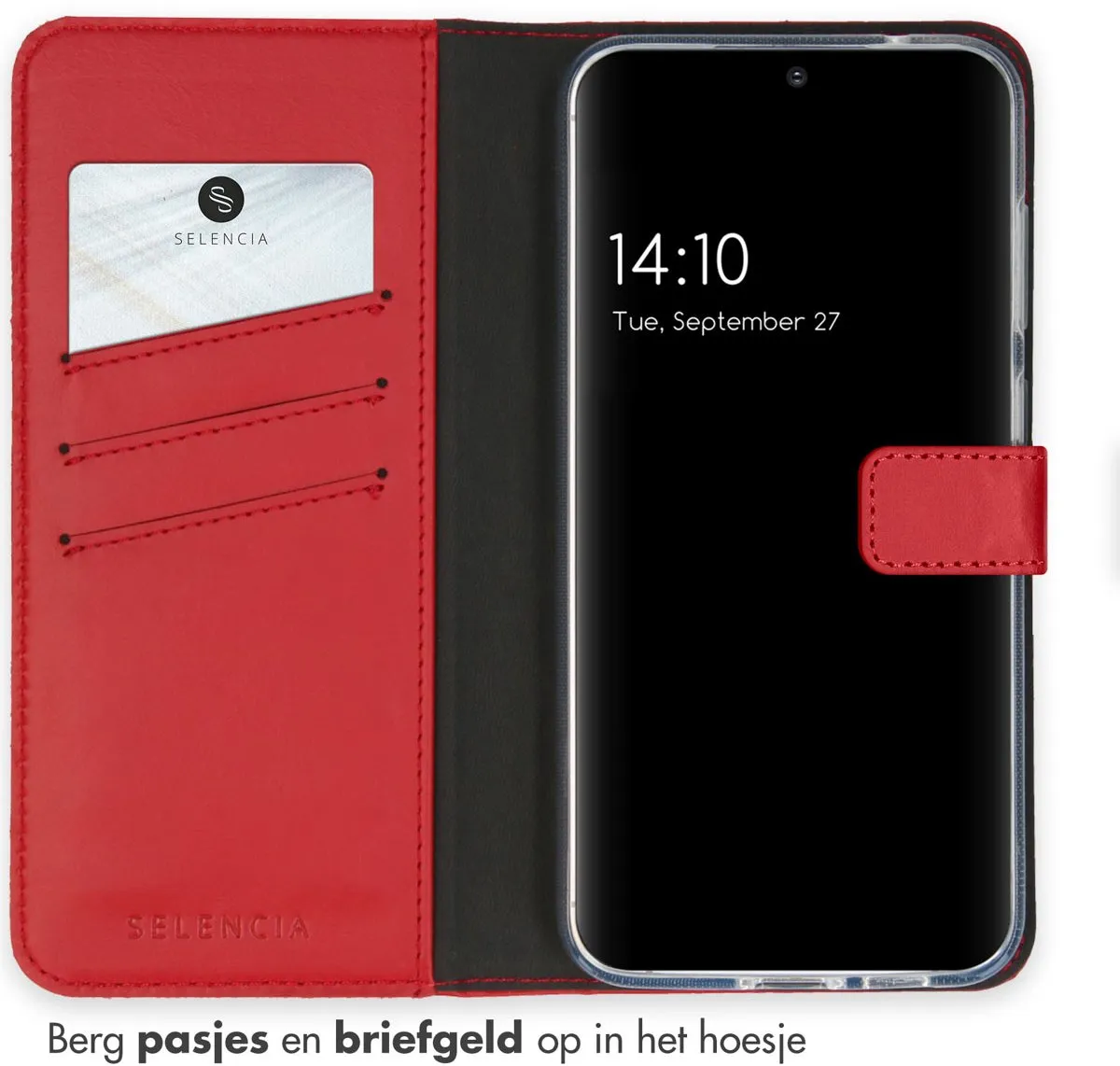 Selencia Hoesje Samsung Galaxy S23 FE - Echt Lederen Bookcase Rood