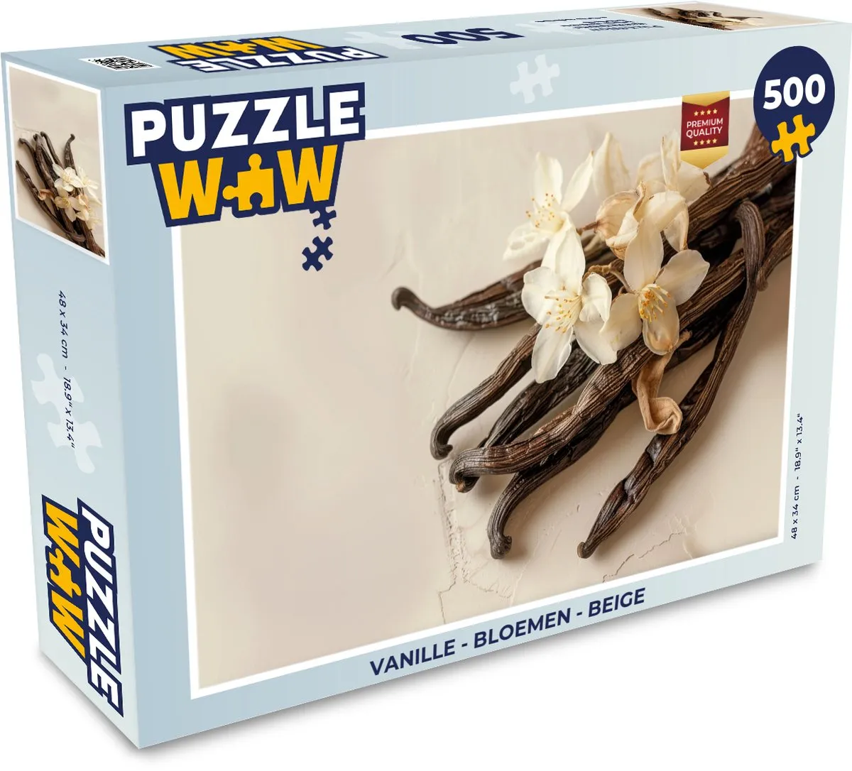 PuzzleWow Legpuzzel Vanille Bloemen 500 Stuks - Beige