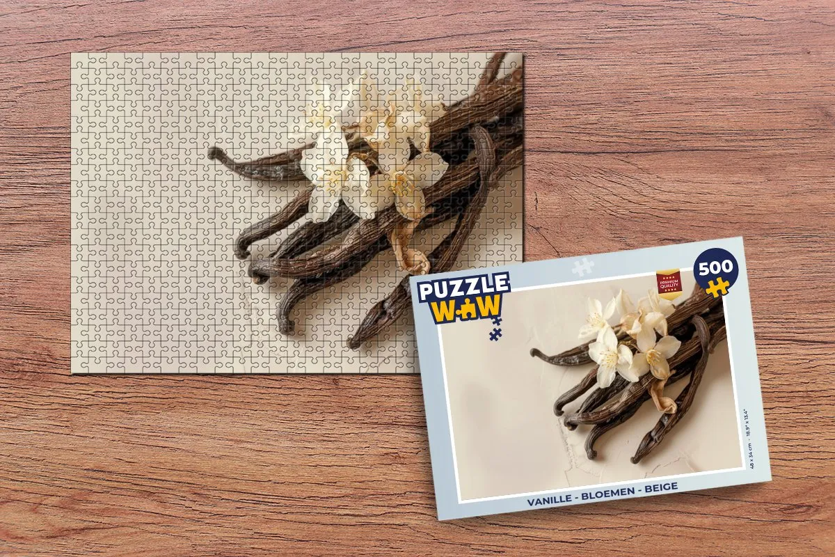 PuzzleWow Legpuzzel Vanille Bloemen 500 Stuks - Beige