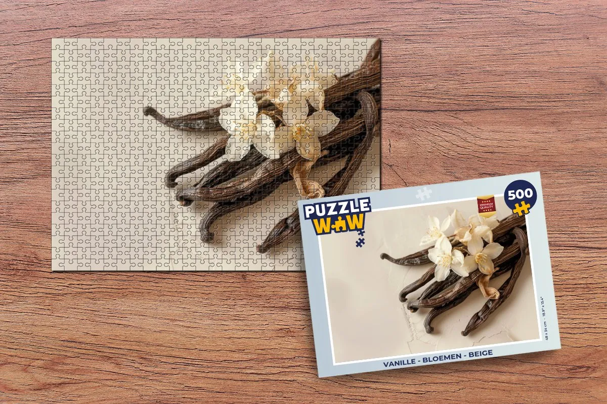 PuzzleWow Legpuzzel Vanille Bloemen 500 Stuks - Beige