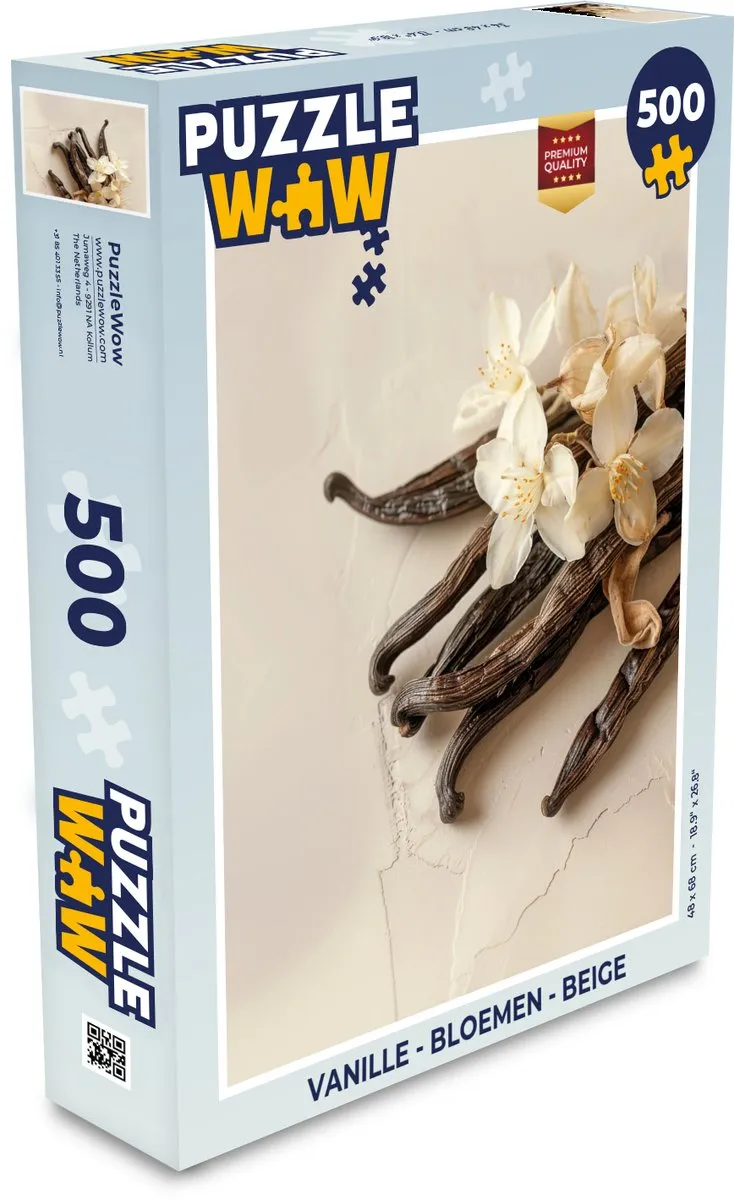 PuzzleWow Legpuzzel Vanille Bloemen 500 Stuks - Beige