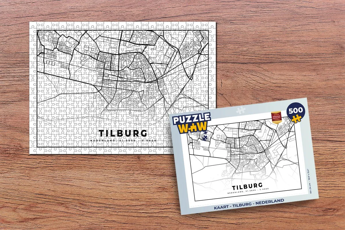 PuzzleWow Legpuzzel Tilburg Nederland 500 Stuks - Multicolor
