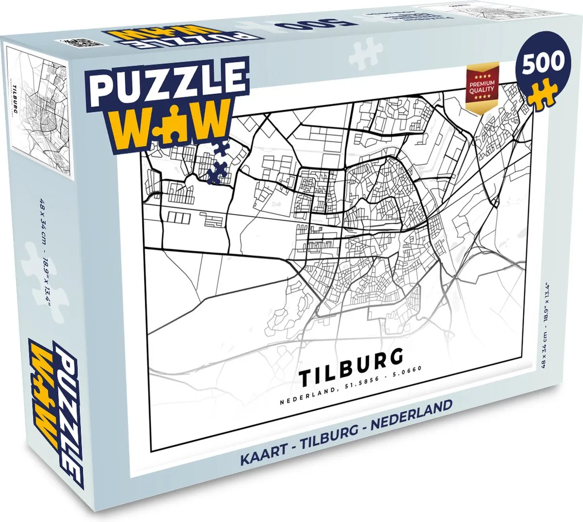 PuzzleWow Legpuzzel Tilburg Nederland 500 Stuks - Multicolor