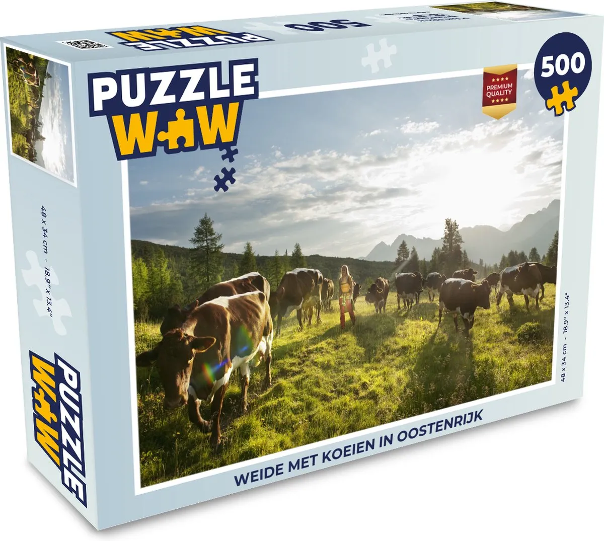 PuzzleWow Oostenrijkse Weide Koeien Legpuzzel 500 Stuks