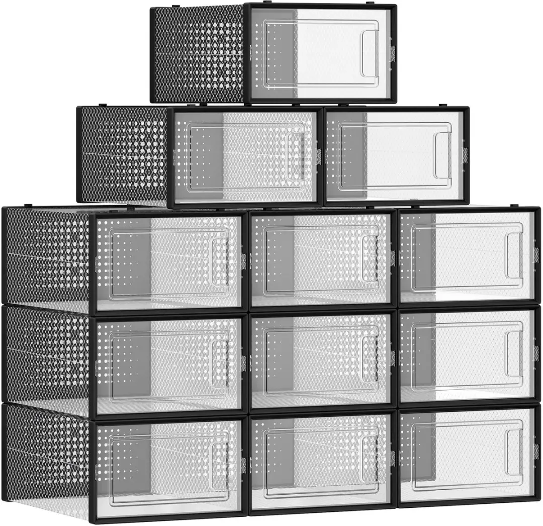 Songmics Yaramis Opbergdozen 18 Stuks - 23x33,5x14cm - Transparant/Zwart - afbeelding 2 van 6