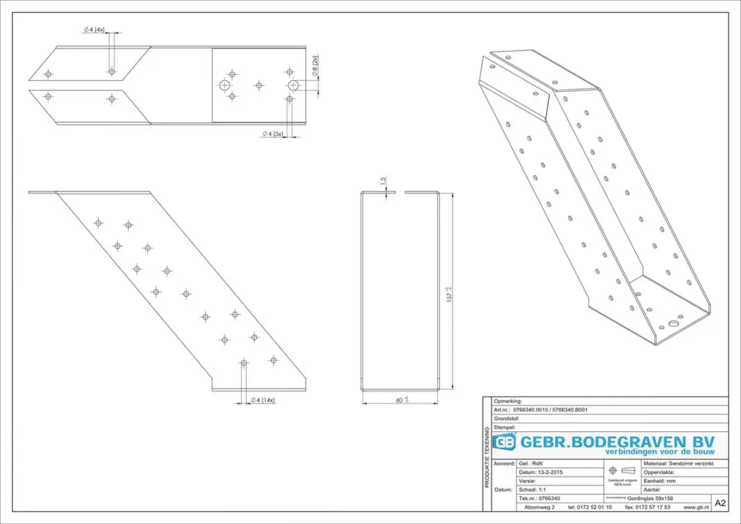 GB Gordinglas 59x156mm Verzinkt - 0766340