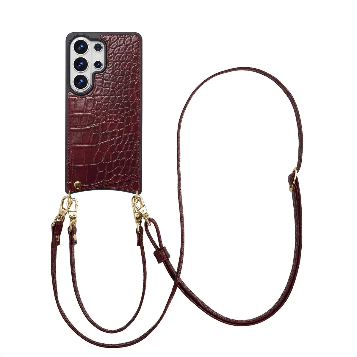 Selencia Croco Hoesje Samsung Galaxy S26 Ultra - 2 Pasjes - Donkerrood