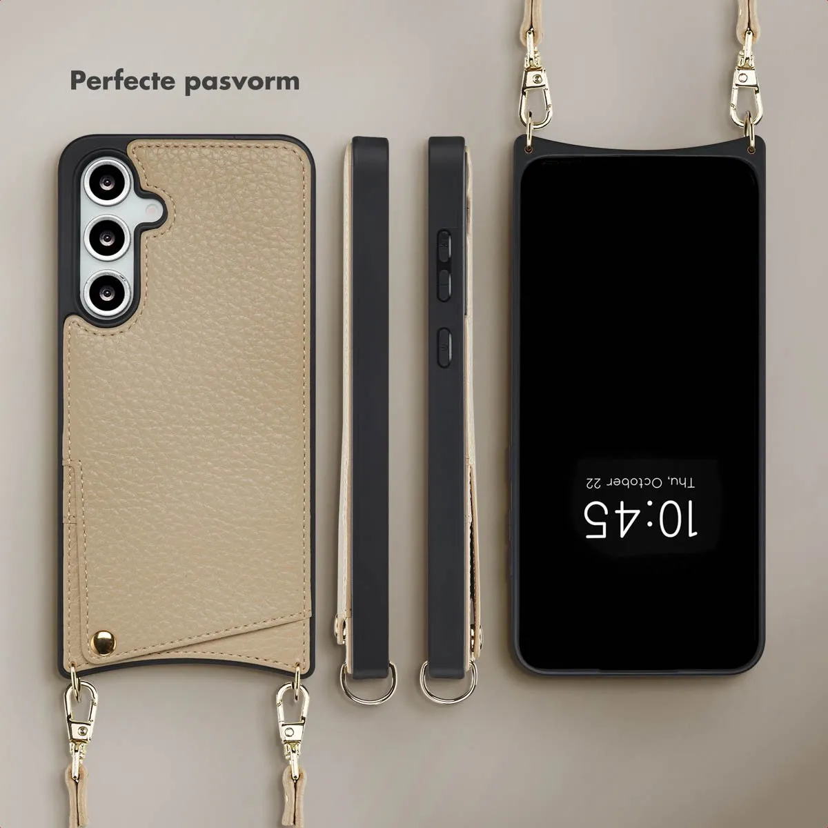 Selencia Hoesje Samsung Galaxy S24 FE - Beige - 2 Pasjes