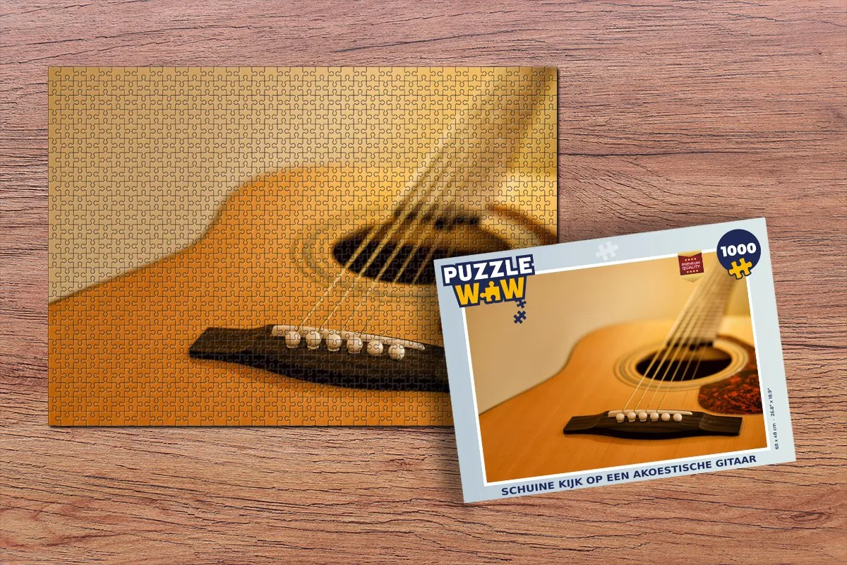 PuzzleWow Legpuzzel Schuine Kijk op een Akoestische Gitaar 1000 Stuks - Multicolor
