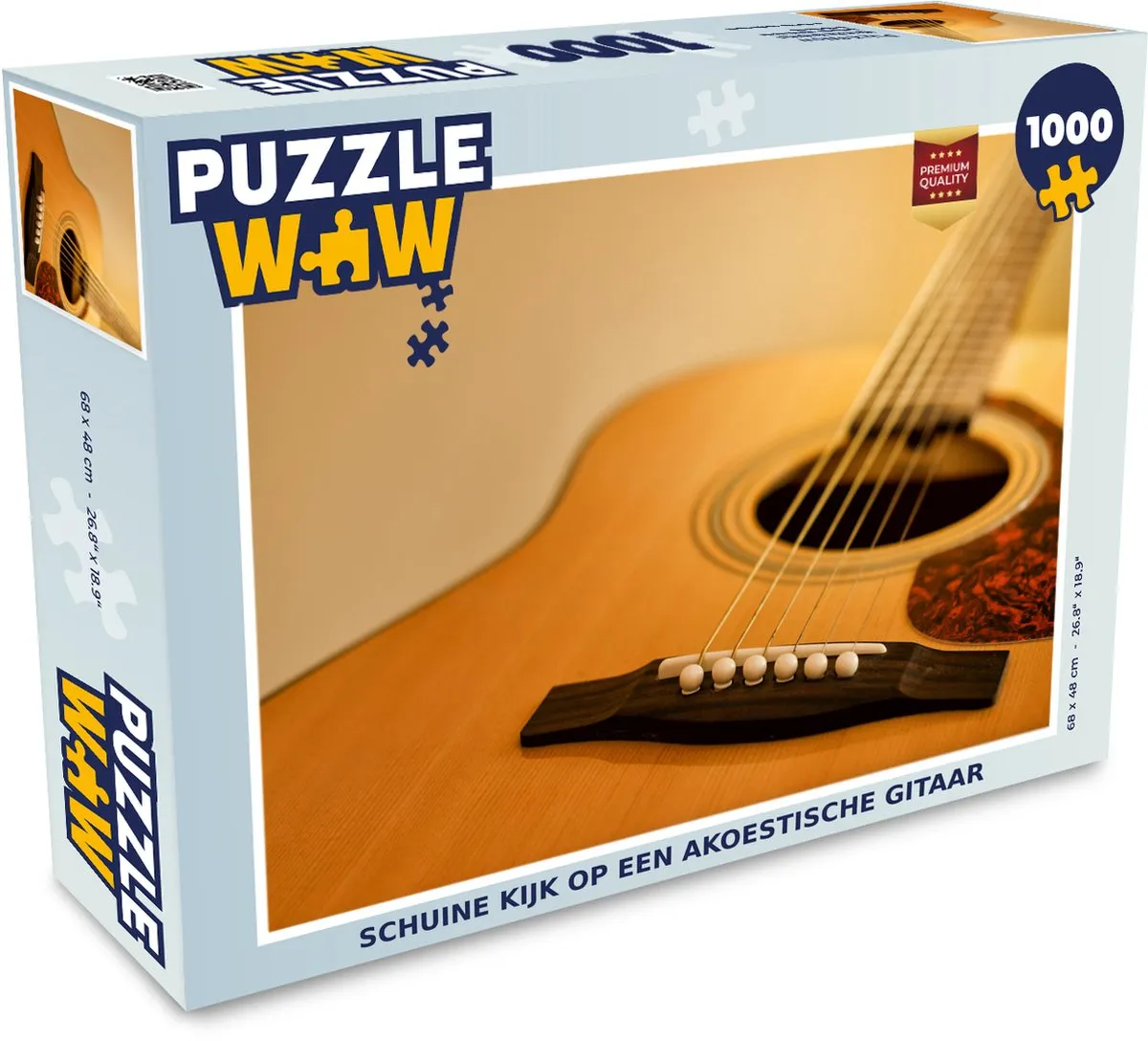 PuzzleWow Legpuzzel Schuine Kijk op een Akoestische Gitaar 1000 Stuks - Multicolor