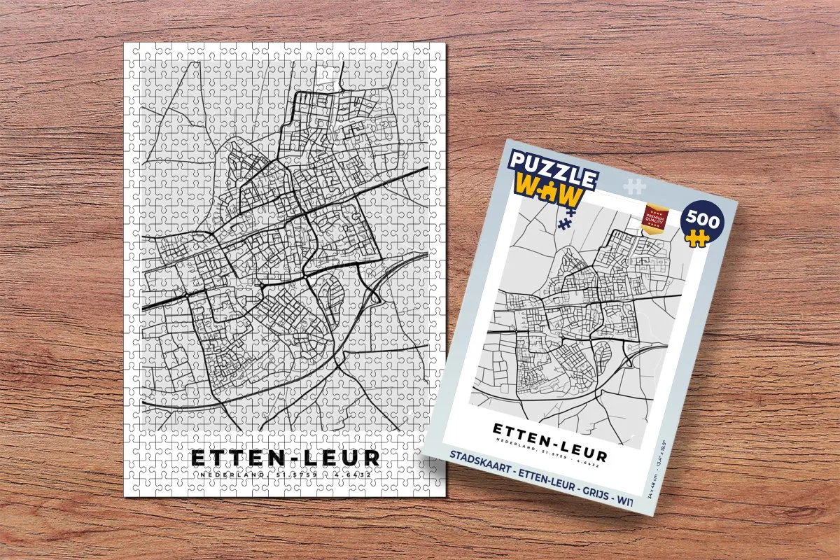 PuzzleWow Stadskaart Etten-Leur Legpuzzel 500 Stuks - Multicolor