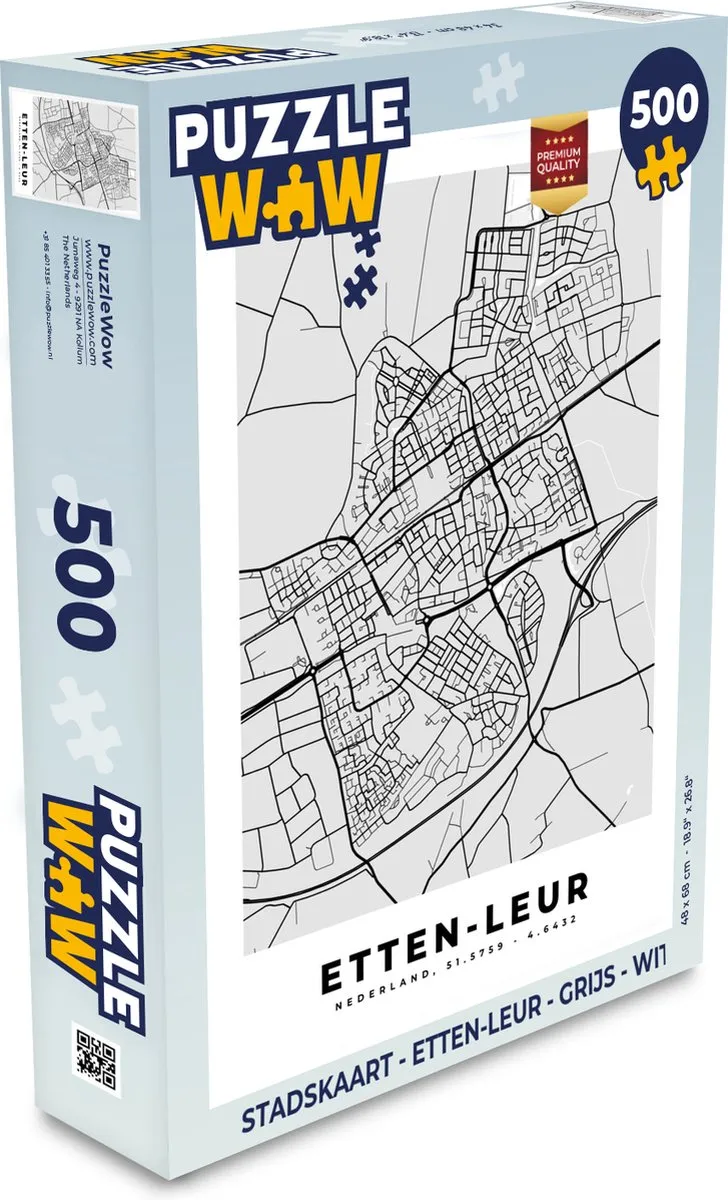 PuzzleWow Stadskaart Etten-Leur Legpuzzel 500 Stuks - Multicolor
