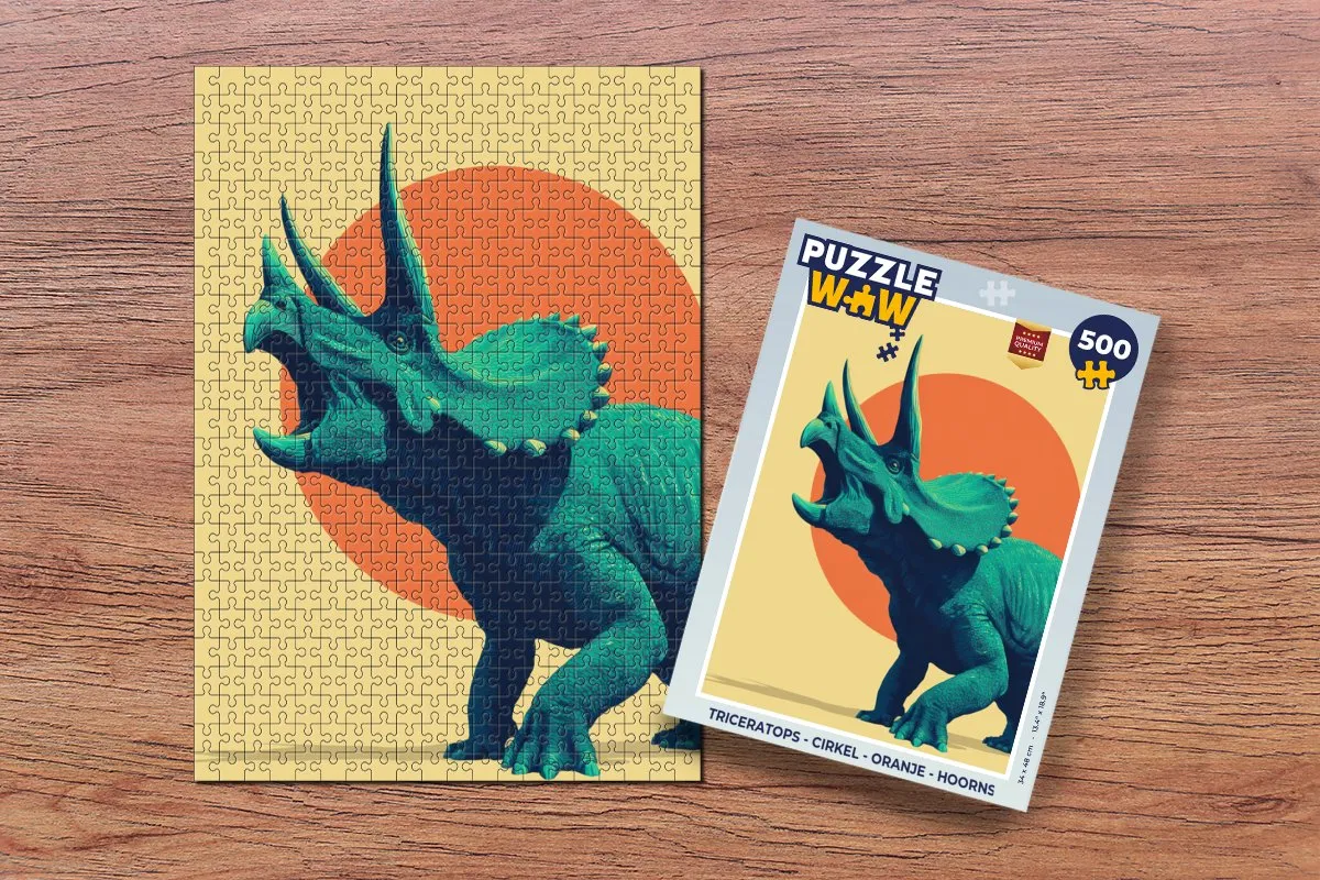 PuzzleWow Triceratops Legpuzzel 500 Stuks - Oranje