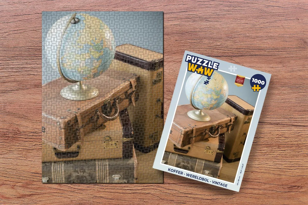 PuzzleWow Wereldbol Vintage Legpuzzel 1000 Stuks - Multicolor