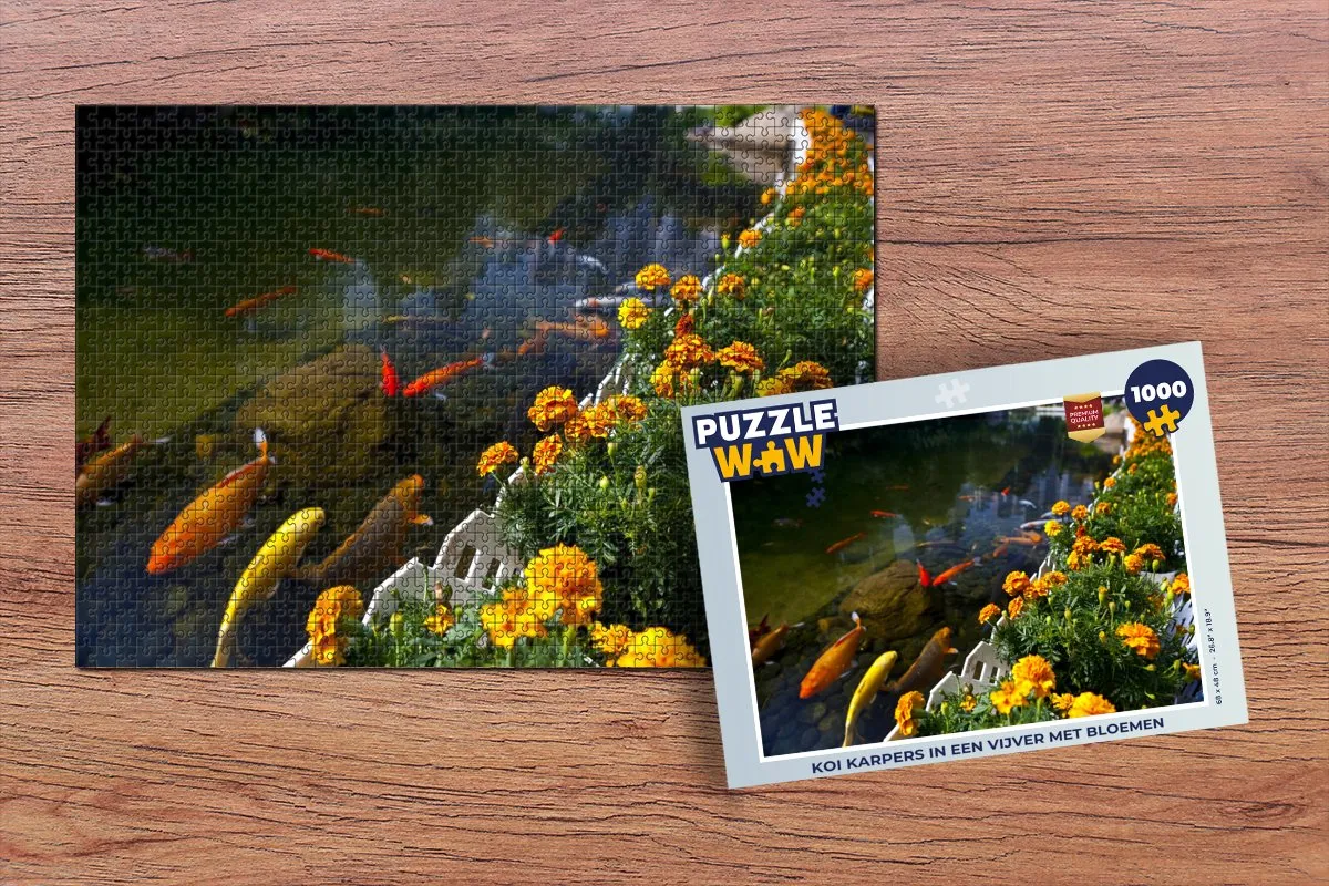 PuzzleWow Legpuzzel Koi Karpers in een Vijver 1000 Stuks - Multicolor