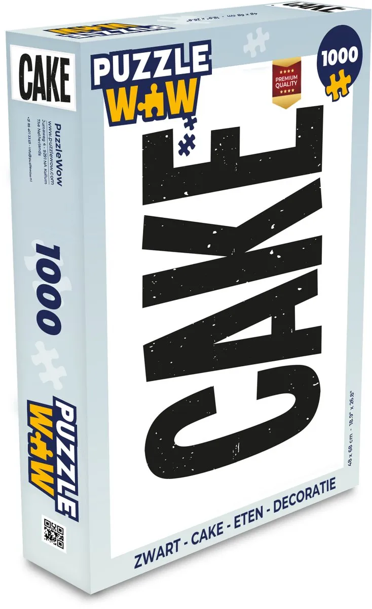 PuzzleWow Cake Puzzel 1000 Stuks - Zwart/Wit