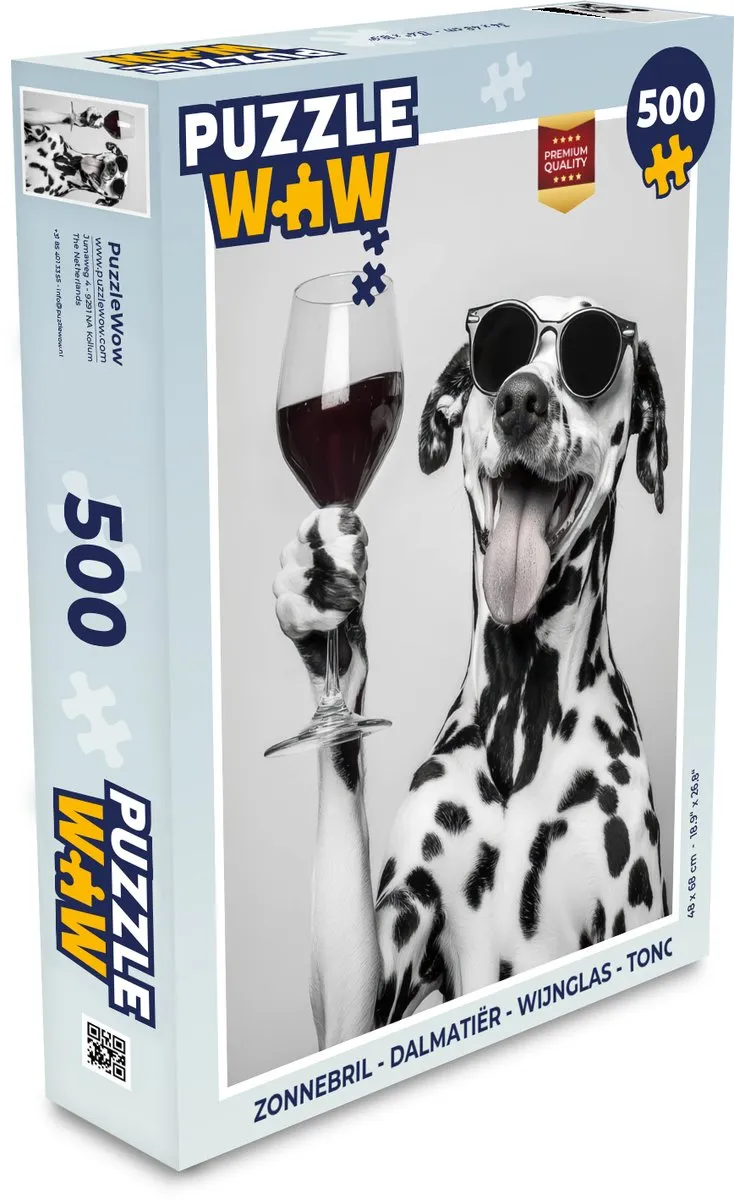PuzzleWow Dalmatiër Legpuzzel 500 Stuks - Wijnglas/Tong