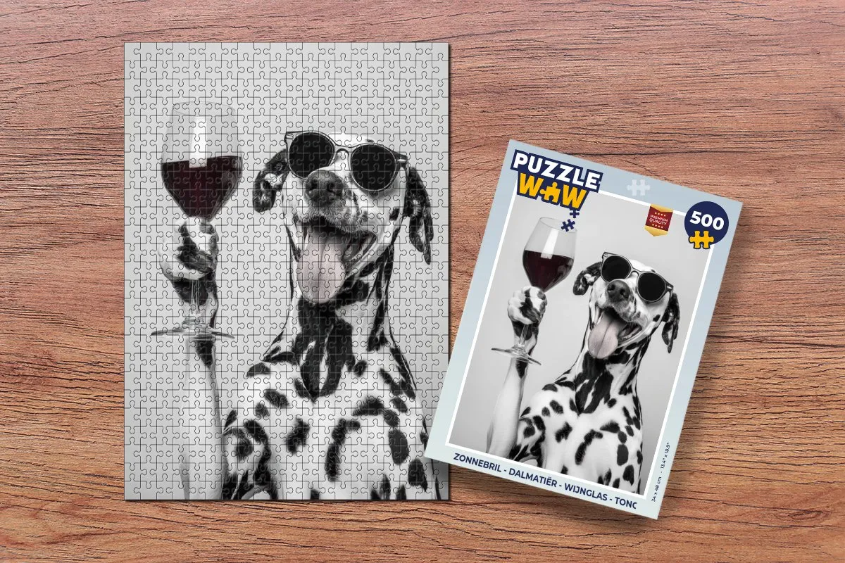 PuzzleWow Dalmatiër Legpuzzel 500 Stuks - Wijnglas/Tong