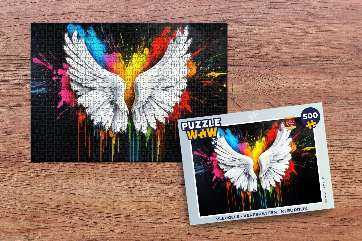 PuzzleWow Vleugels - Verfspatten Legpuzzel 500 Stuks