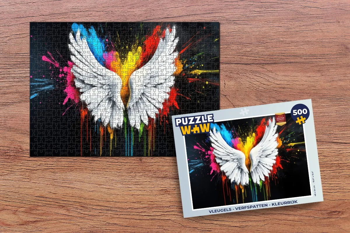 PuzzleWow Vleugels - Verfspatten Legpuzzel 500 Stuks