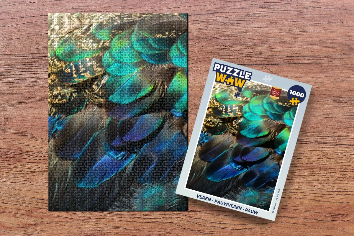 PuzzleWow Pauwveren Legpuzzel 1000 Stuks - Multicolor