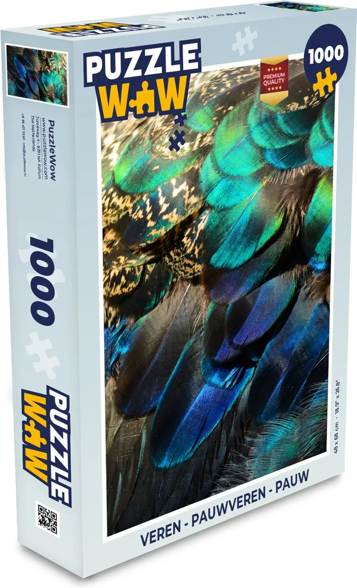 PuzzleWow Pauwveren Legpuzzel 1000 Stuks - Multicolor