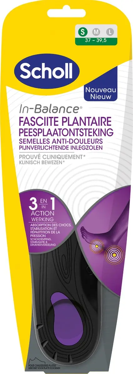 Scholl In-Balance Inlegzolen - Peesplaatontsteking 37-39 - Zwart/Paars