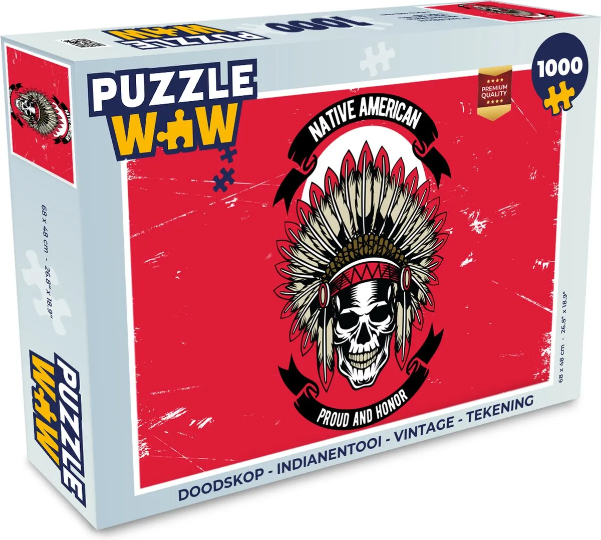 PuzzleWow Doodskop Indianentooi Legpuzzel 1000 Stuks - Multicolor