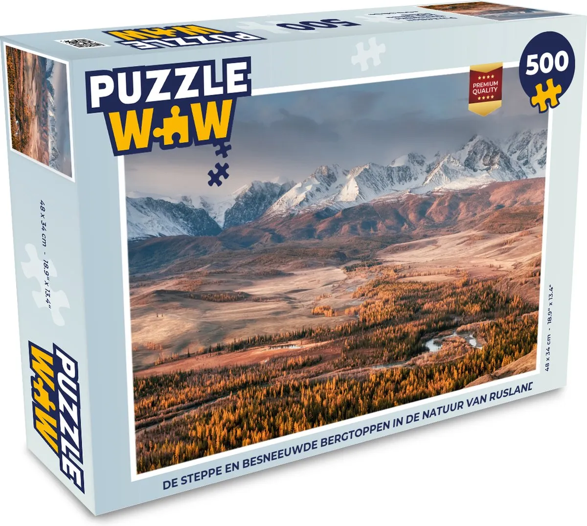 PuzzleWow Legpuzzel 500 Stuks - Rusland Steppe & Bergen - Multicolor
