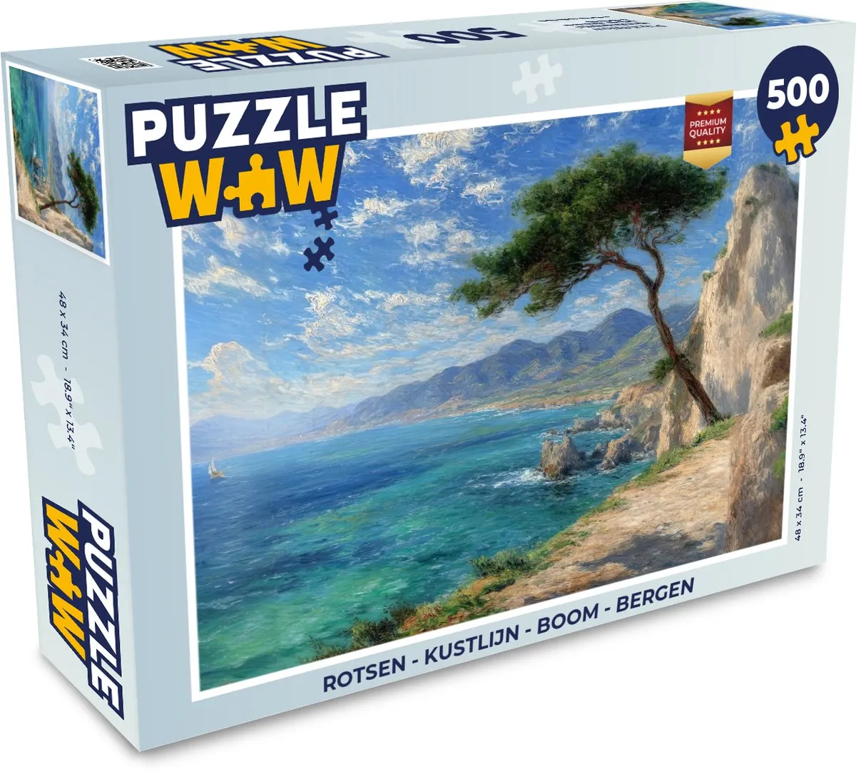 PuzzleWow Rotsen Kustlijn Boom Bergen Legpuzzel 500 Stuks