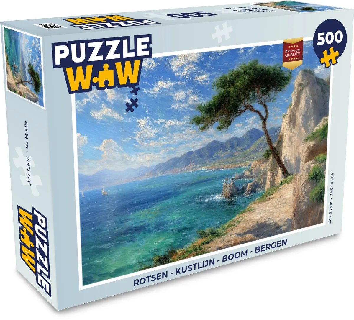 PuzzleWow Rotsen Kustlijn Boom Bergen Legpuzzel 500 Stuks