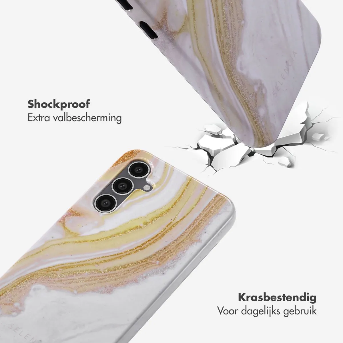 Selencia Hoesje Samsung Galaxy S23 FE - Chic Marble Gold