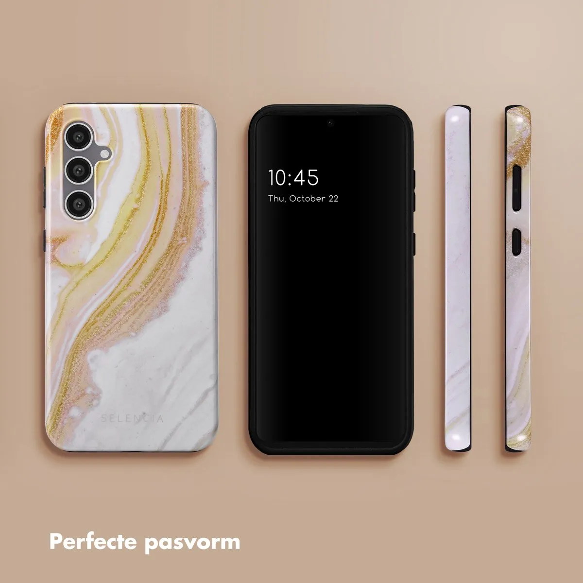 Selencia Hoesje Samsung Galaxy S23 FE - Chic Marble Gold