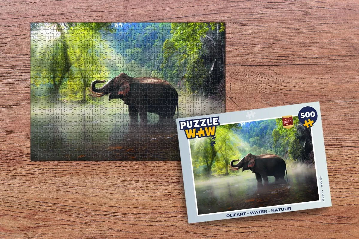 PuzzleWow Legpuzzel Olifant 500 Stuks - Multicolor