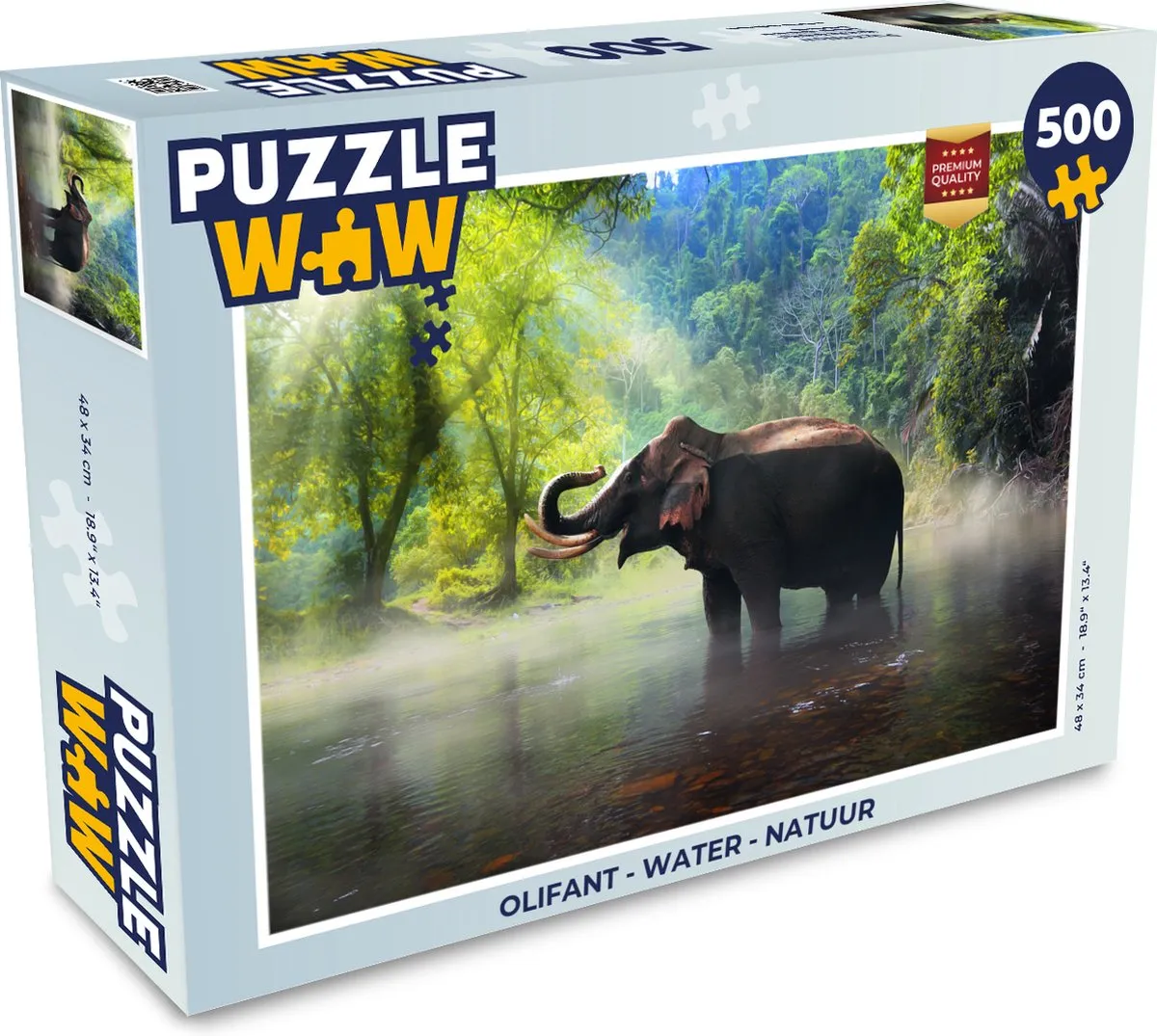 PuzzleWow Legpuzzel Olifant 500 Stuks - Multicolor