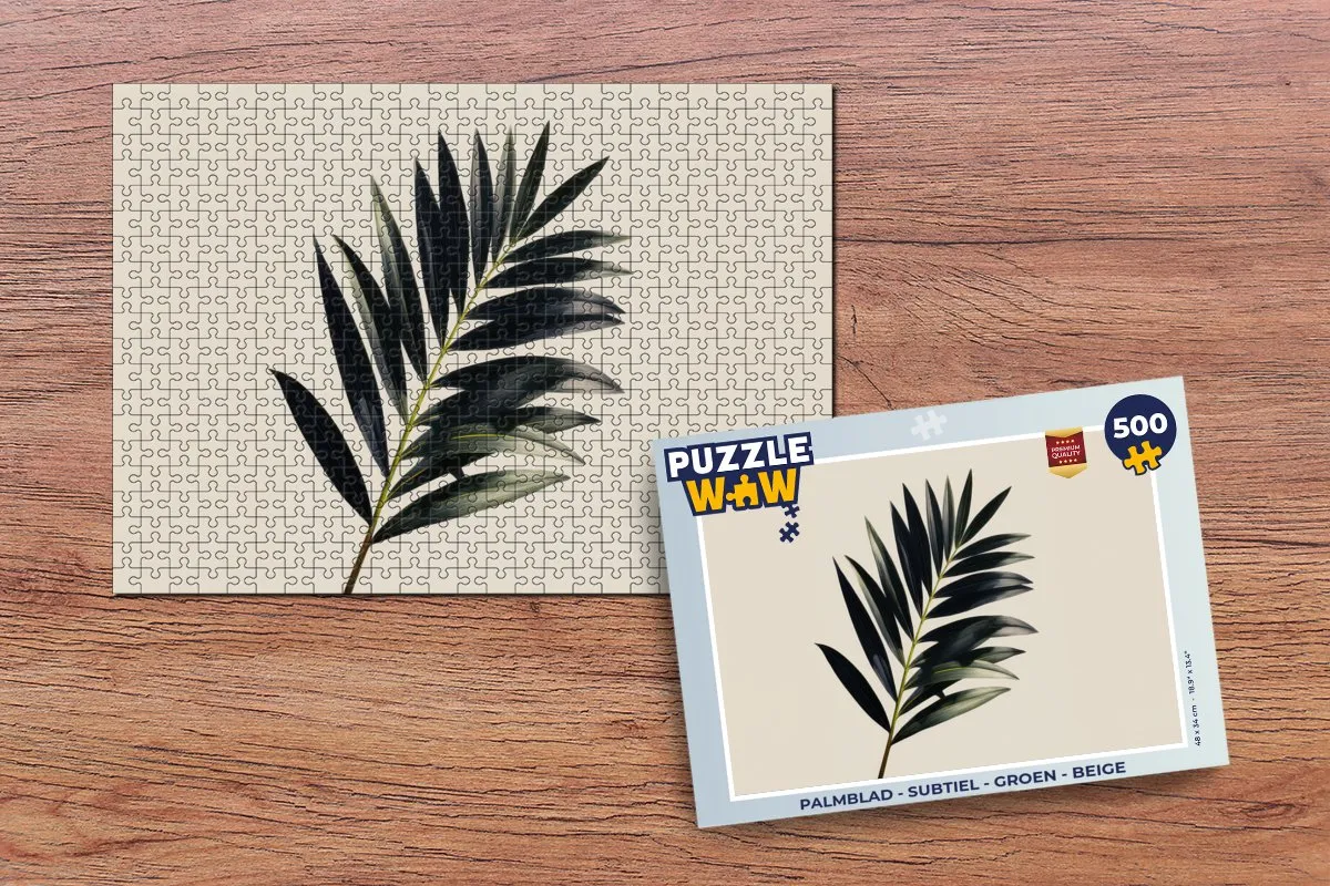 PuzzleWow Palmblad Legpuzzel 500 Stuks - Groen/Beige