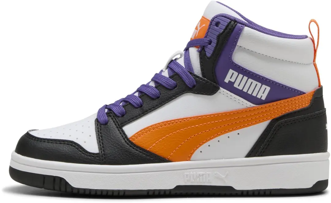 PUMA Rebound V6 Mid Jr Unisex Sneakers - 39 - Wit/Orange/Black - afbeelding 3 van 6