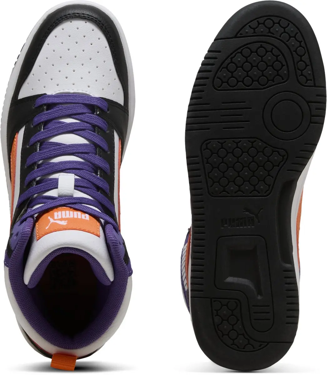 PUMA Rebound V6 Mid Jr Unisex Sneakers - 39 - Wit/Orange/Black - afbeelding 4 van 6