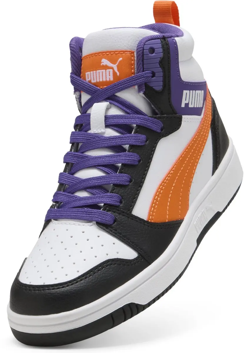 PUMA Rebound V6 Mid Jr Unisex Sneakers - 39 - Wit/Orange/Black - afbeelding 6 van 6