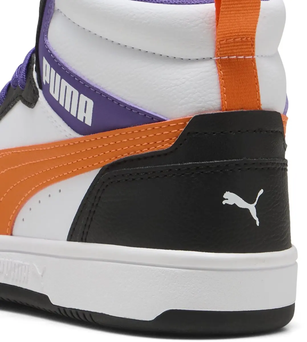 PUMA Rebound V6 Mid Jr Unisex Sneakers - 39 - Wit/Orange/Black - afbeelding 2 van 6