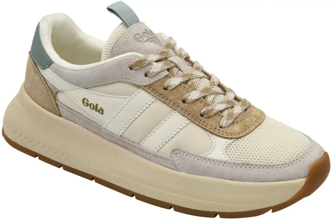 Gola Phoenix CLB778 Suède Damesschoenen - 38 - Off White/Light Caramel/Green Mist - afbeelding 4 van 5