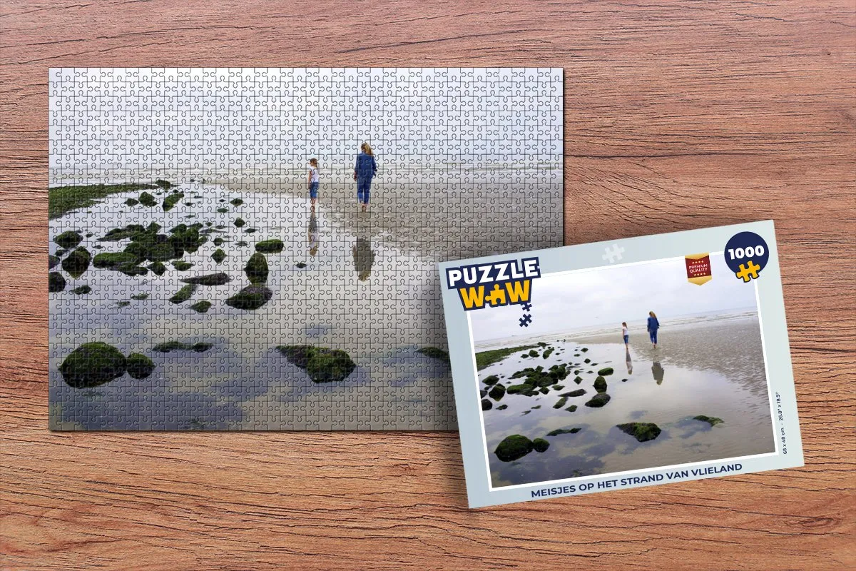 PuzzleWow Legpuzzel Meisjes op het strand van Vlieland 1000 Stuks - Multicolor