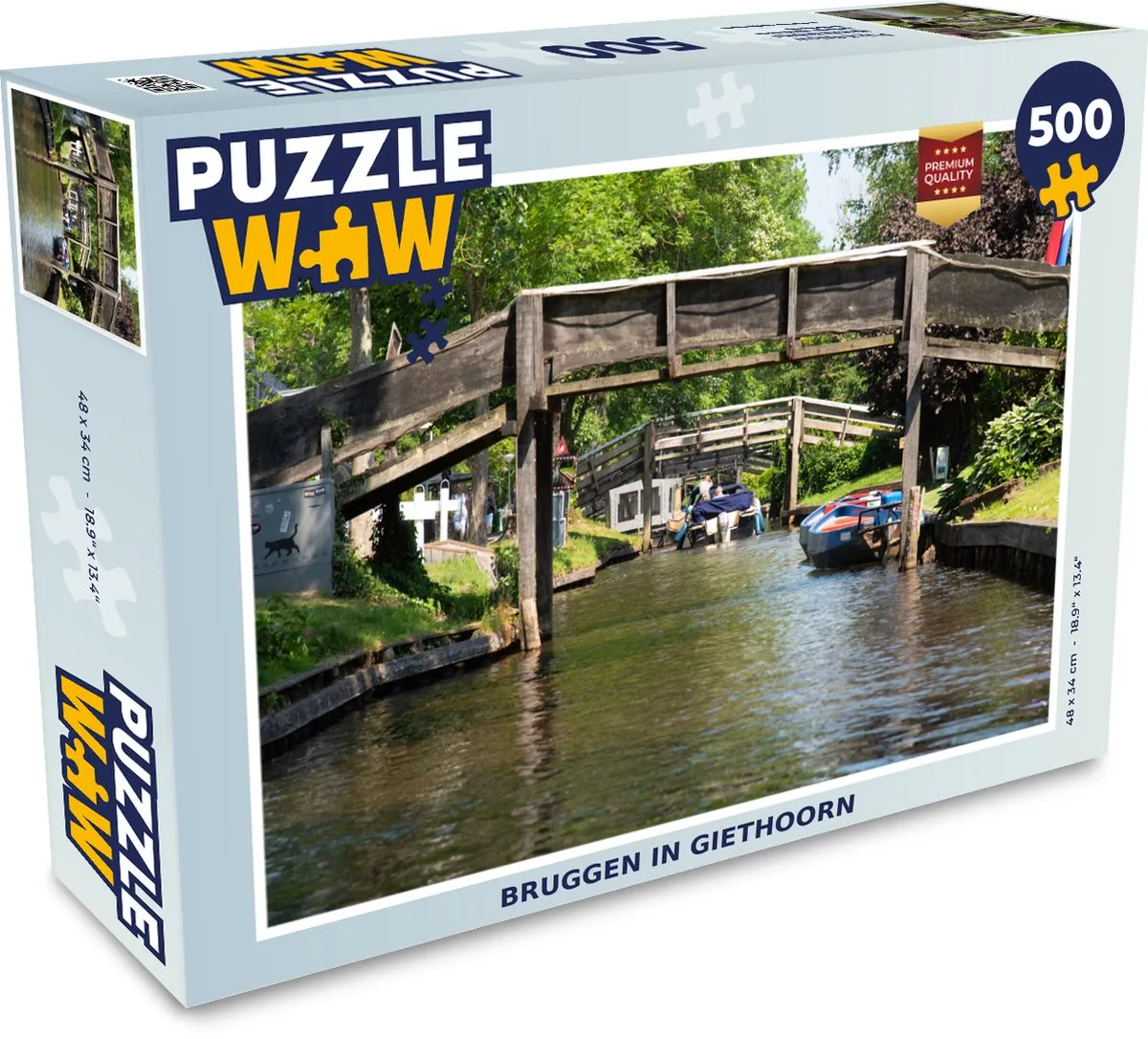 PuzzleWow Puzzel Brug Water Giethoorn - 500 Stuks - Multicolor