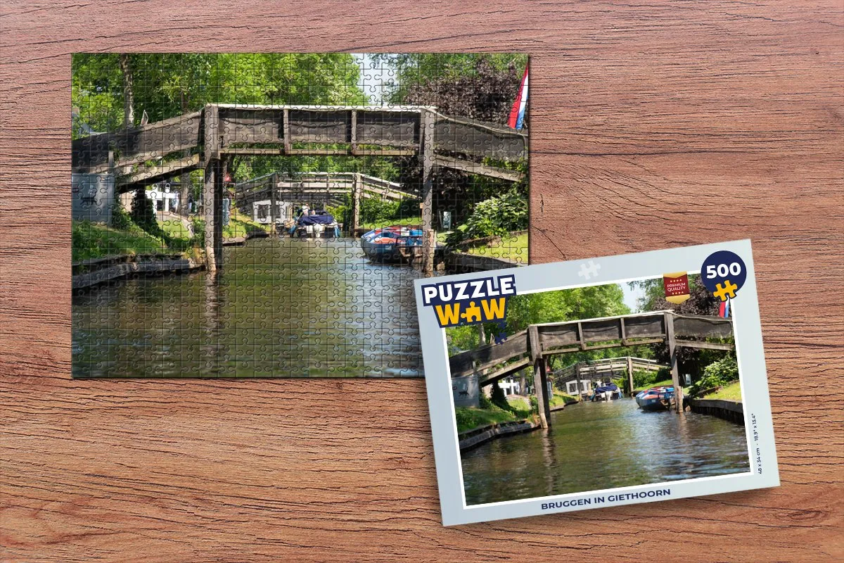 PuzzleWow Puzzel Brug Water Giethoorn - 500 Stuks - Multicolor