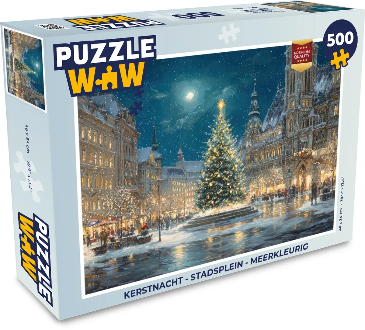 PuzzleWow Kerstnacht Stadsplein Puzzle 1000 Stuks - Meerkleurig