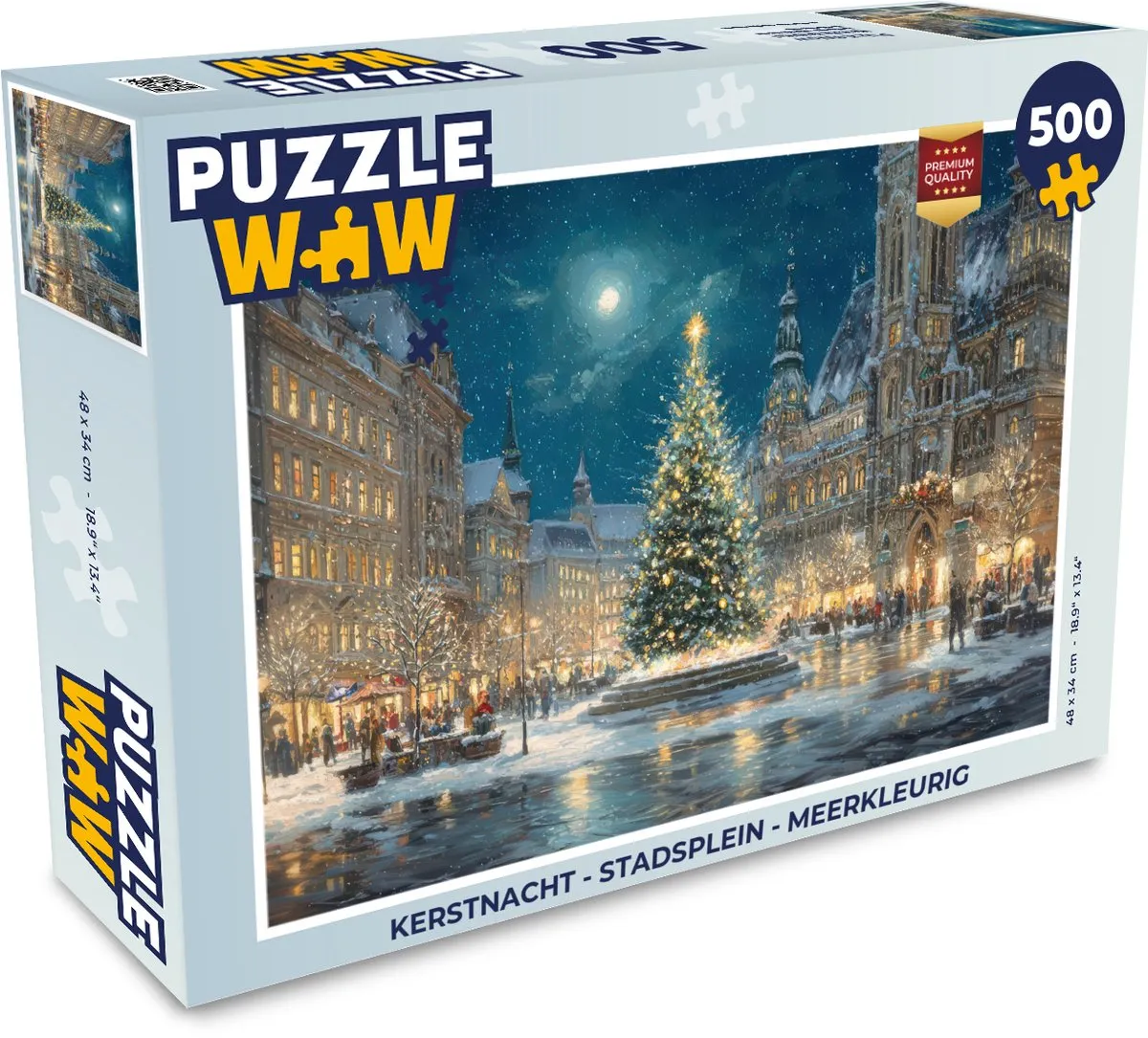 PuzzleWow Kerstnacht Stadsplein Puzzle 1000 Stuks - Meerkleurig